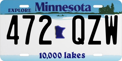 MN license plate 472QZW