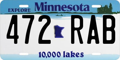 MN license plate 472RAB