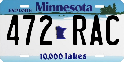 MN license plate 472RAC