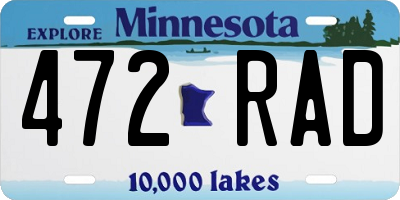MN license plate 472RAD