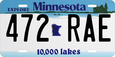 MN license plate 472RAE