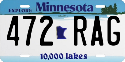 MN license plate 472RAG