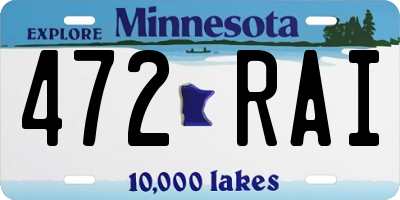 MN license plate 472RAI
