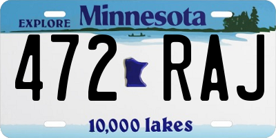 MN license plate 472RAJ