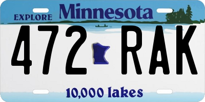 MN license plate 472RAK