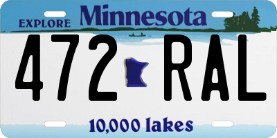 MN license plate 472RAL