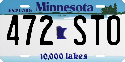 MN license plate 472STO
