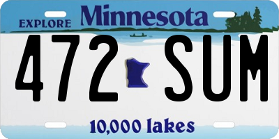 MN license plate 472SUM