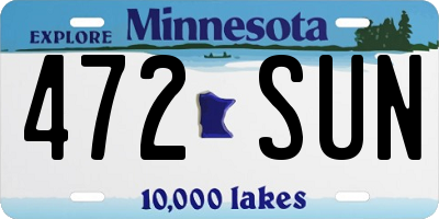 MN license plate 472SUN