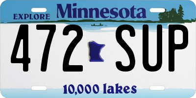 MN license plate 472SUP