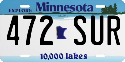 MN license plate 472SUR
