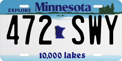 MN license plate 472SWY
