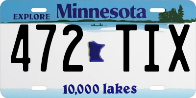 MN license plate 472TIX