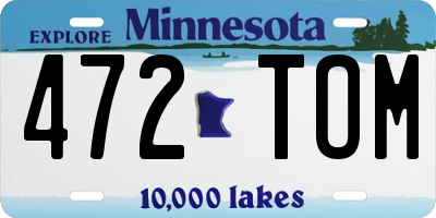 MN license plate 472TOM