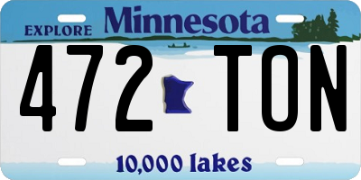 MN license plate 472TON