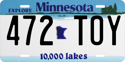 MN license plate 472TOY