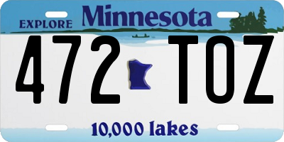 MN license plate 472TOZ