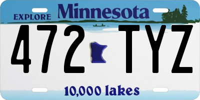MN license plate 472TYZ