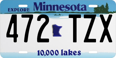 MN license plate 472TZX