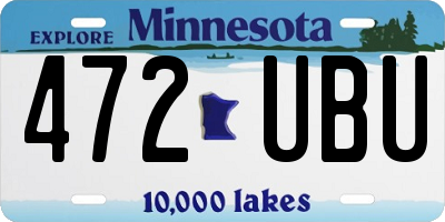 MN license plate 472UBU