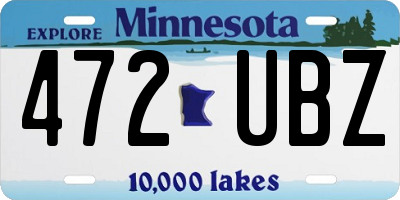 MN license plate 472UBZ