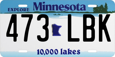 MN license plate 473LBK