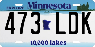 MN license plate 473LDK