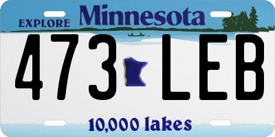 MN license plate 473LEB