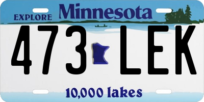 MN license plate 473LEK