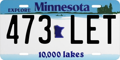 MN license plate 473LET