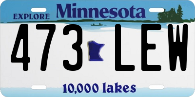 MN license plate 473LEW