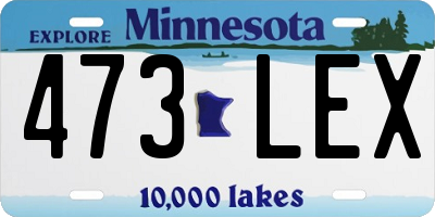 MN license plate 473LEX