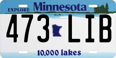 MN license plate 473LIB