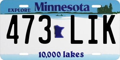 MN license plate 473LIK