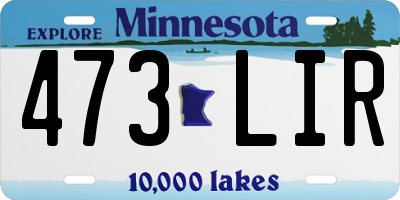 MN license plate 473LIR
