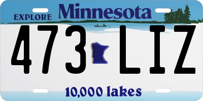 MN license plate 473LIZ