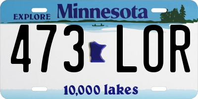MN license plate 473LOR