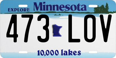 MN license plate 473LOV