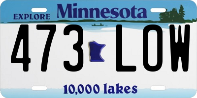 MN license plate 473LOW
