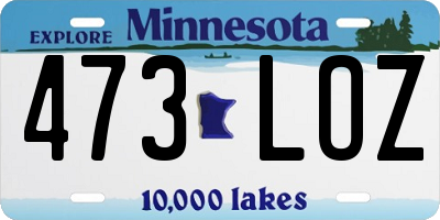 MN license plate 473LOZ