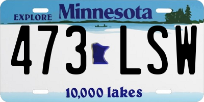 MN license plate 473LSW