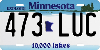 MN license plate 473LUC