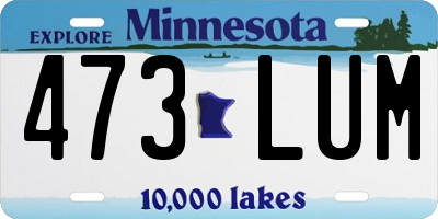 MN license plate 473LUM