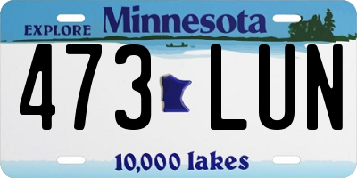 MN license plate 473LUN