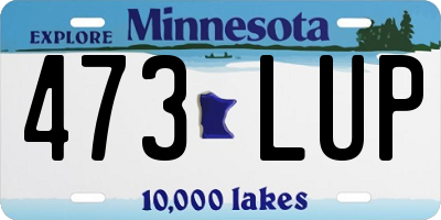 MN license plate 473LUP