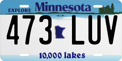 MN license plate 473LUV