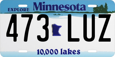 MN license plate 473LUZ