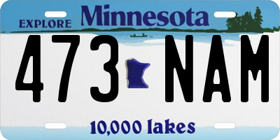 MN license plate 473NAM