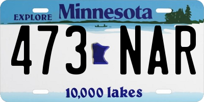 MN license plate 473NAR