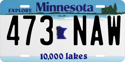 MN license plate 473NAW